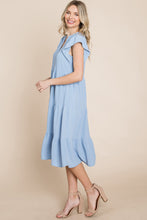 Load image into Gallery viewer, Ruffle Blue Midi Dress
