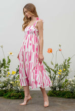 Load image into Gallery viewer, Pink Abstract Midi Dress
