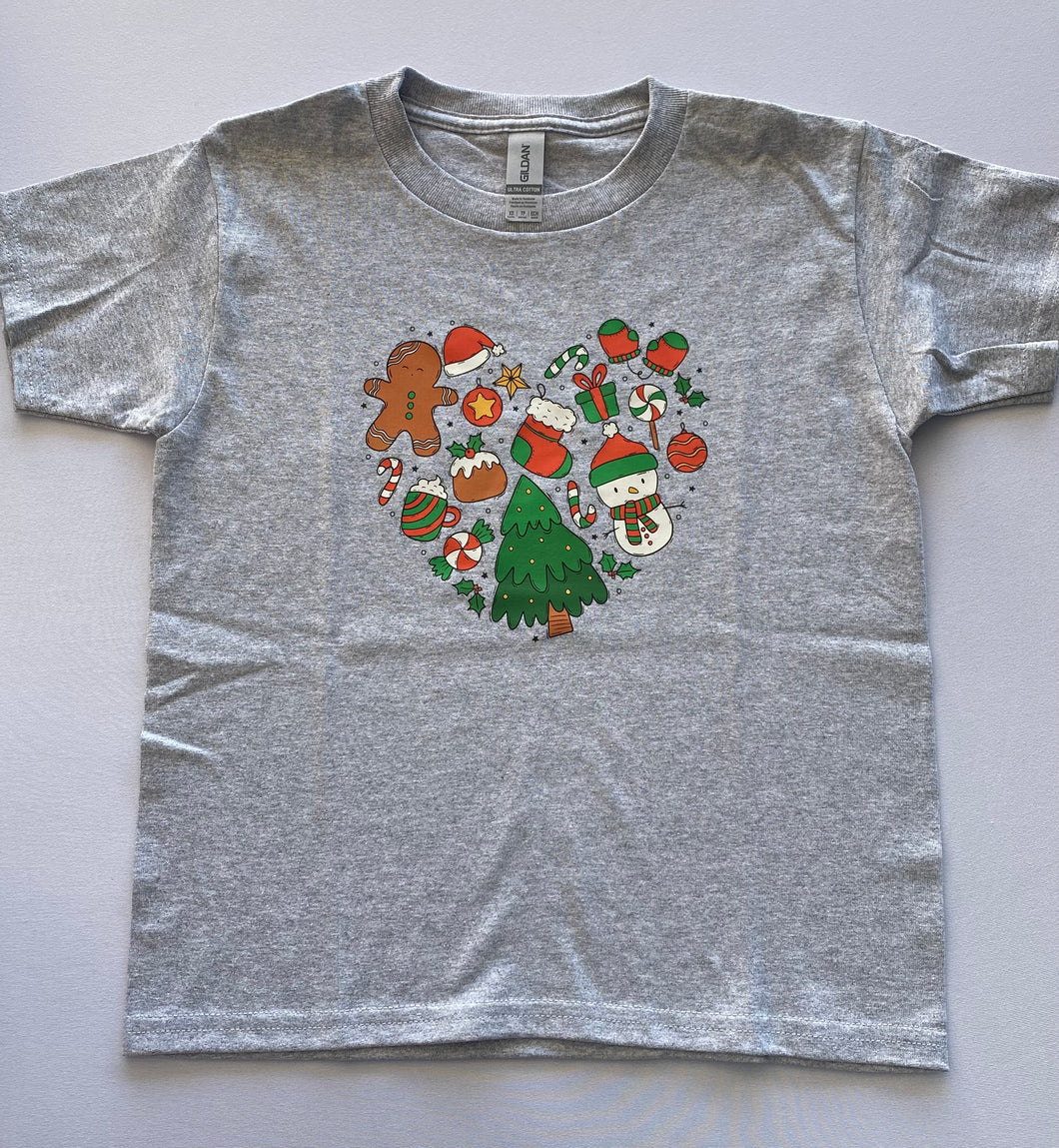 Youth Christmas Heart Tee