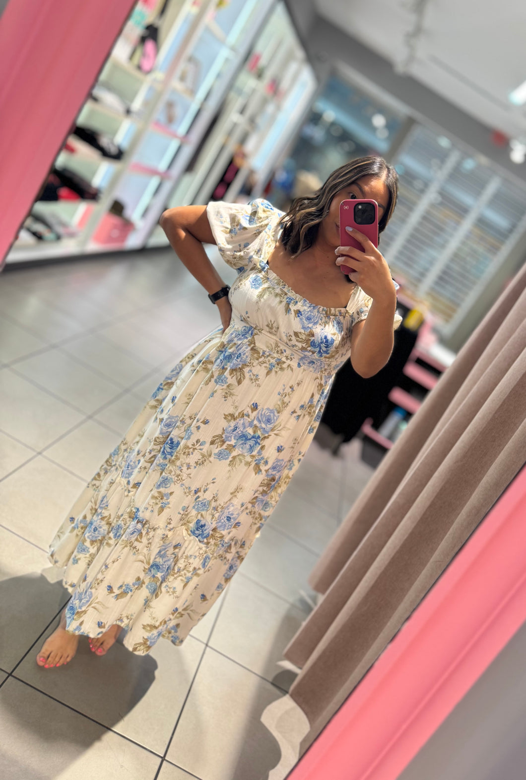 Lina Blue Floral Dress